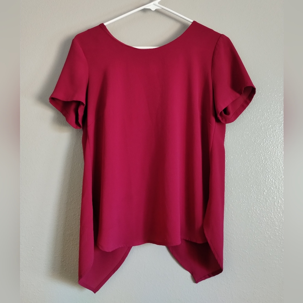 Sienna Sky Pink Asymmetrical Cuffed Sleeve Tee